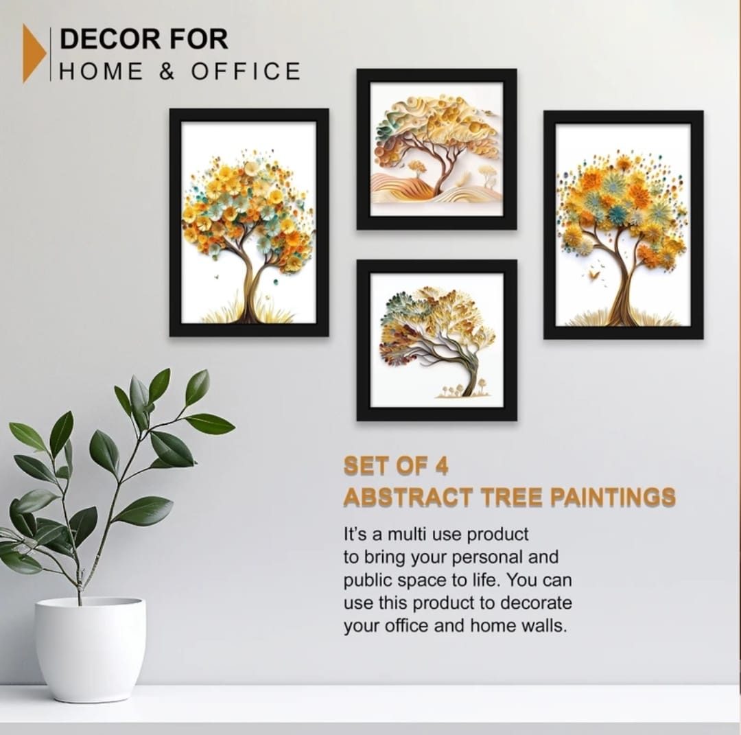 Set of 4 Abstract Tree Paintings