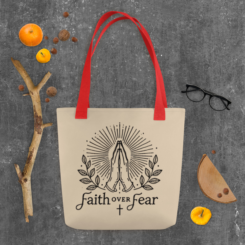 Faith Over Fear Tote Bag – Inspirational Christian Quote Design