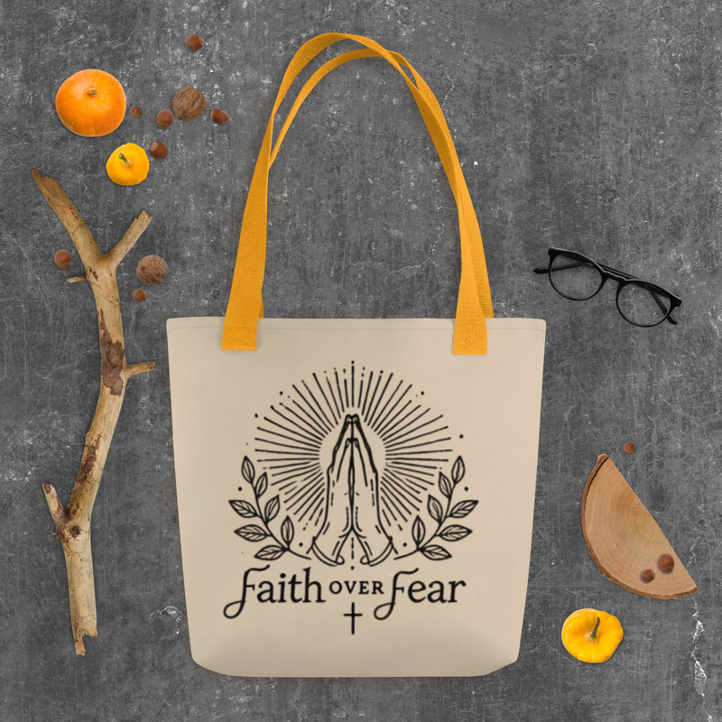 Faith Over Fear Tote Bag – Inspirational Christian Quote Design