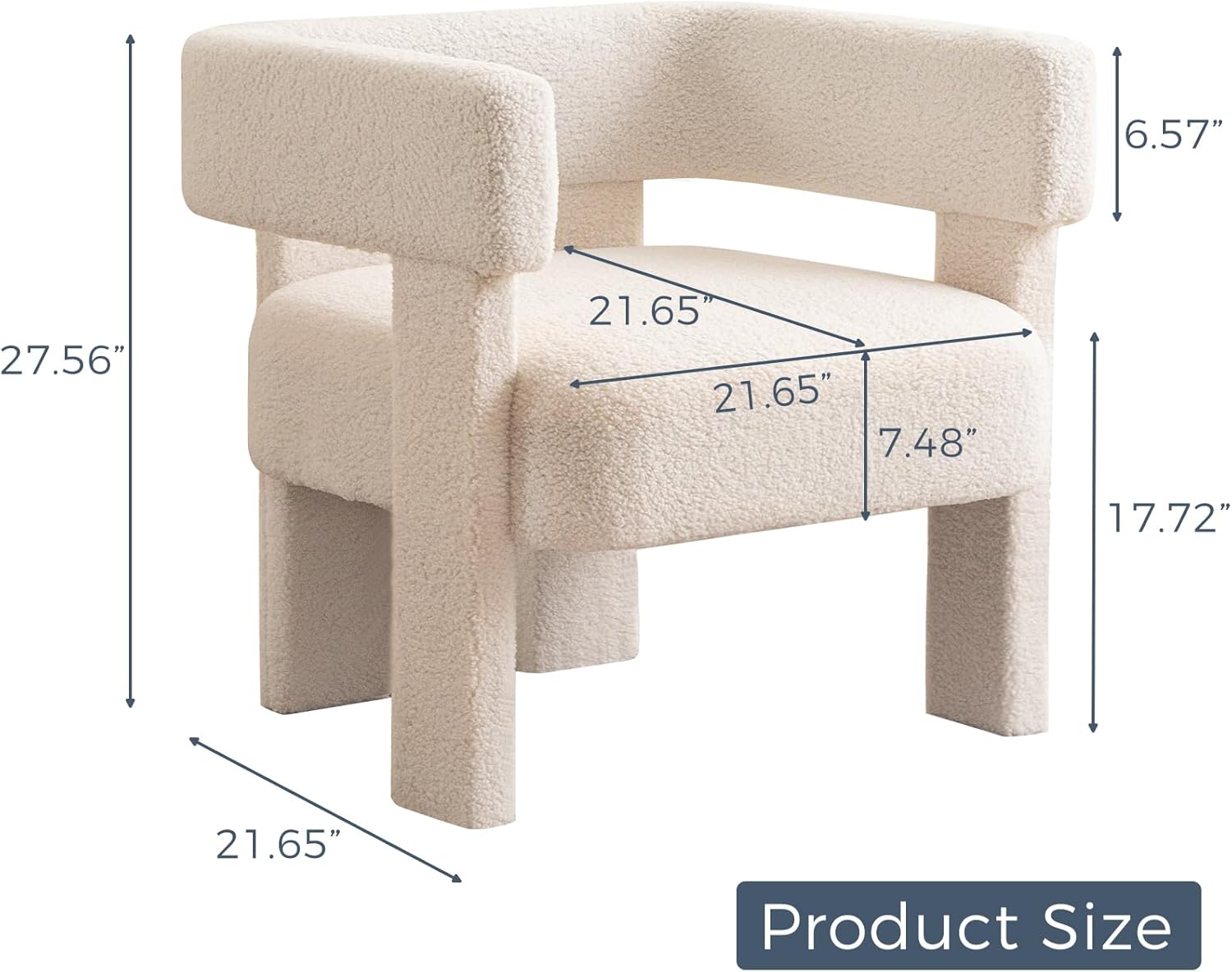 Accent Chair Sherpa Chair Upholstered Boucle Modern White Fluffy Chair Comfy Teddy Armchair Comfortable Reading Chair for Living Room Bedroom Office