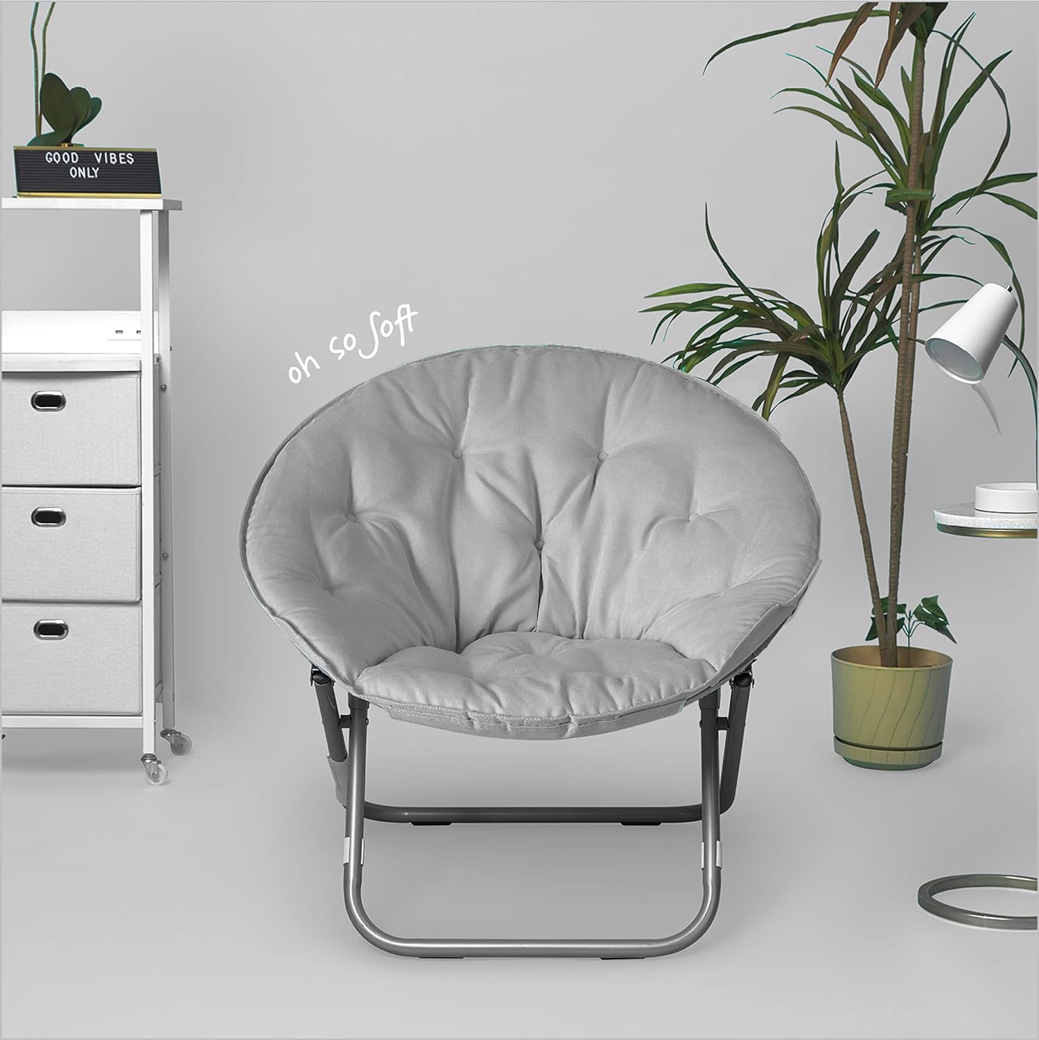 Micromink Foldable Saucer Chair, Grey