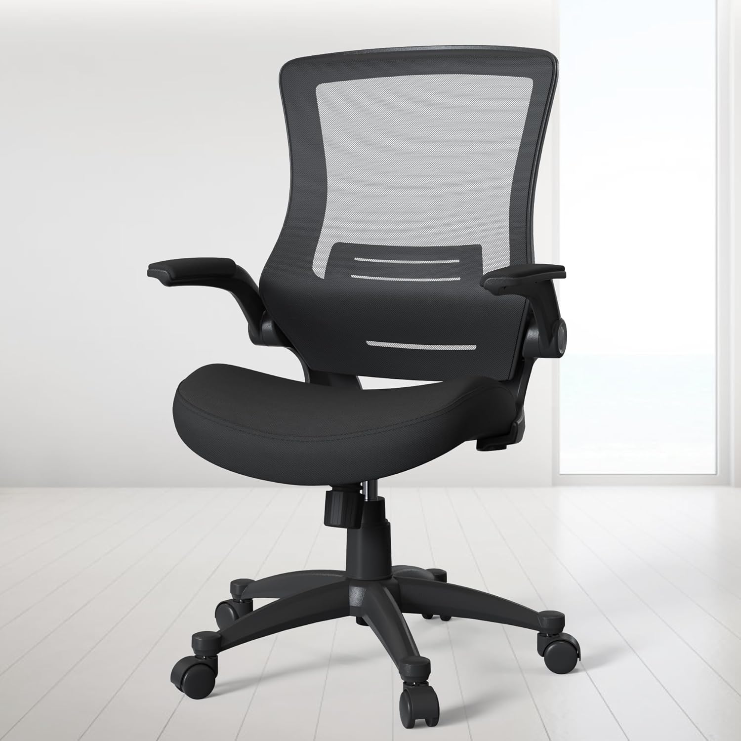 Adjustable Desk Computer Task Home Office Chair Lumbar Support with Flip up Arms for Student Adult