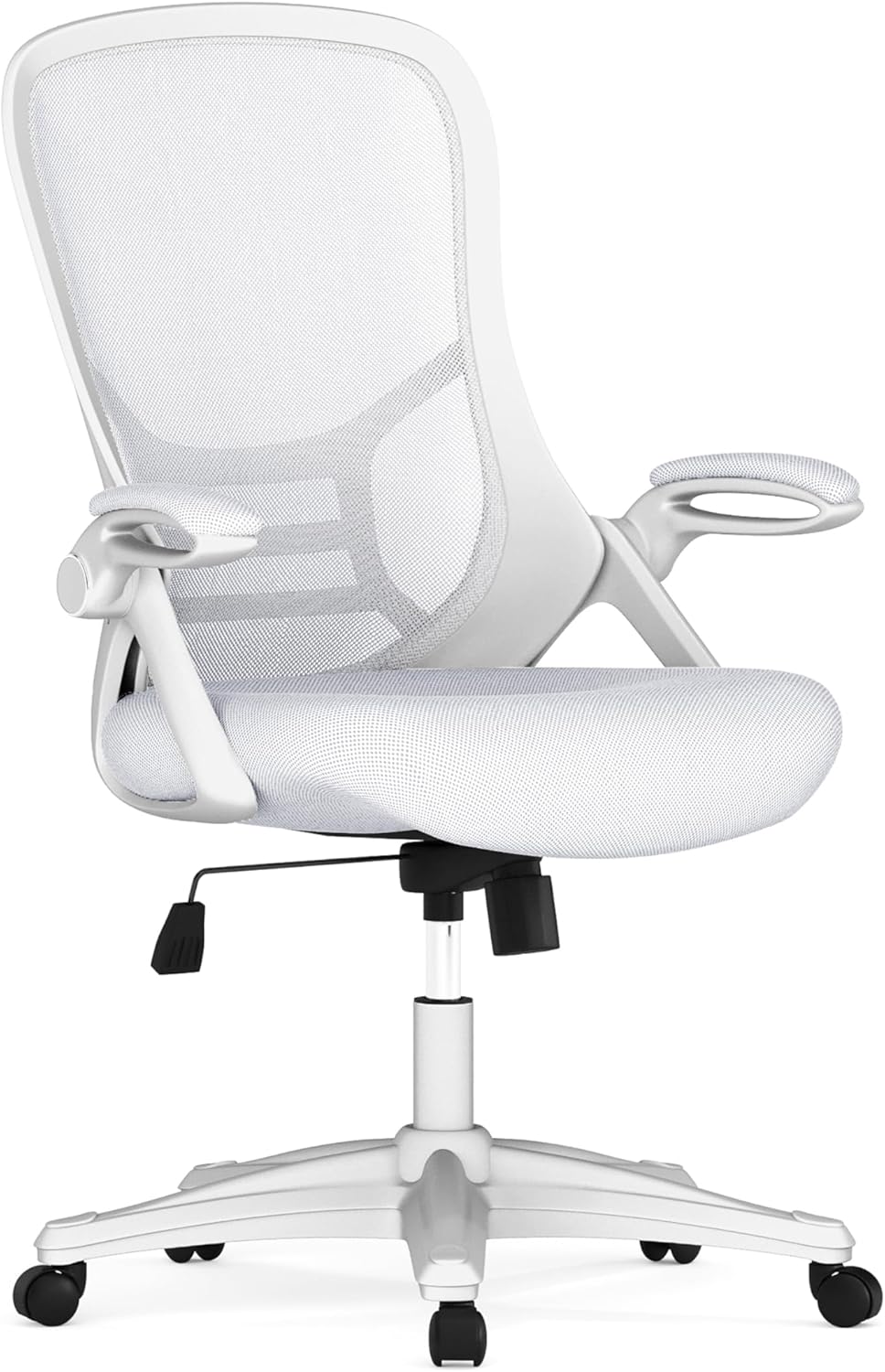 Porter High-Back Swivel Office Chair with Adjustable Lumbar Support and Height, Ergonomic Mesh Desk Chair with Flip-Up Armrests, White