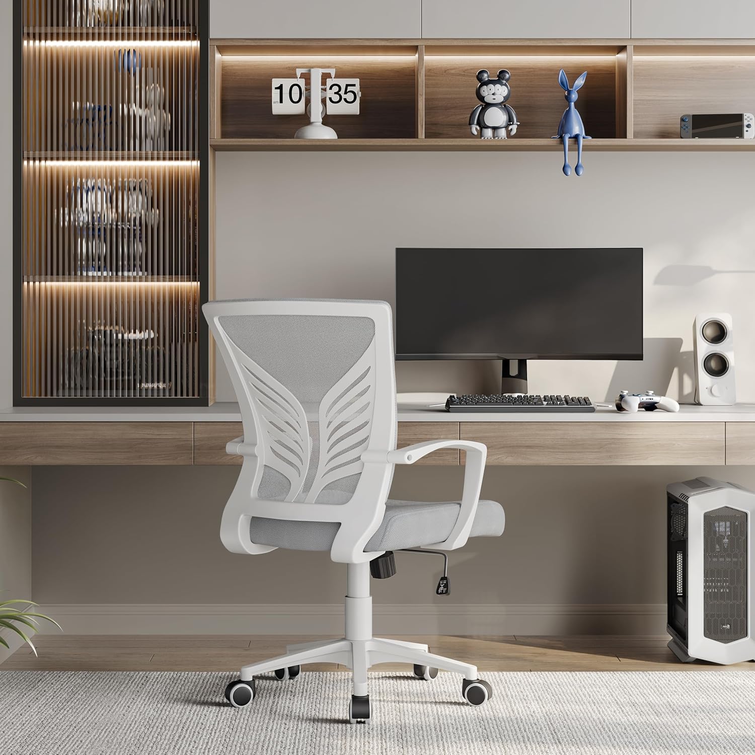Mesh Office Chair Swivel Rolling.Adjustable Computer Desk Chairs ErgonomicGaming Chair for Home Office/Work/Study, Light Gray