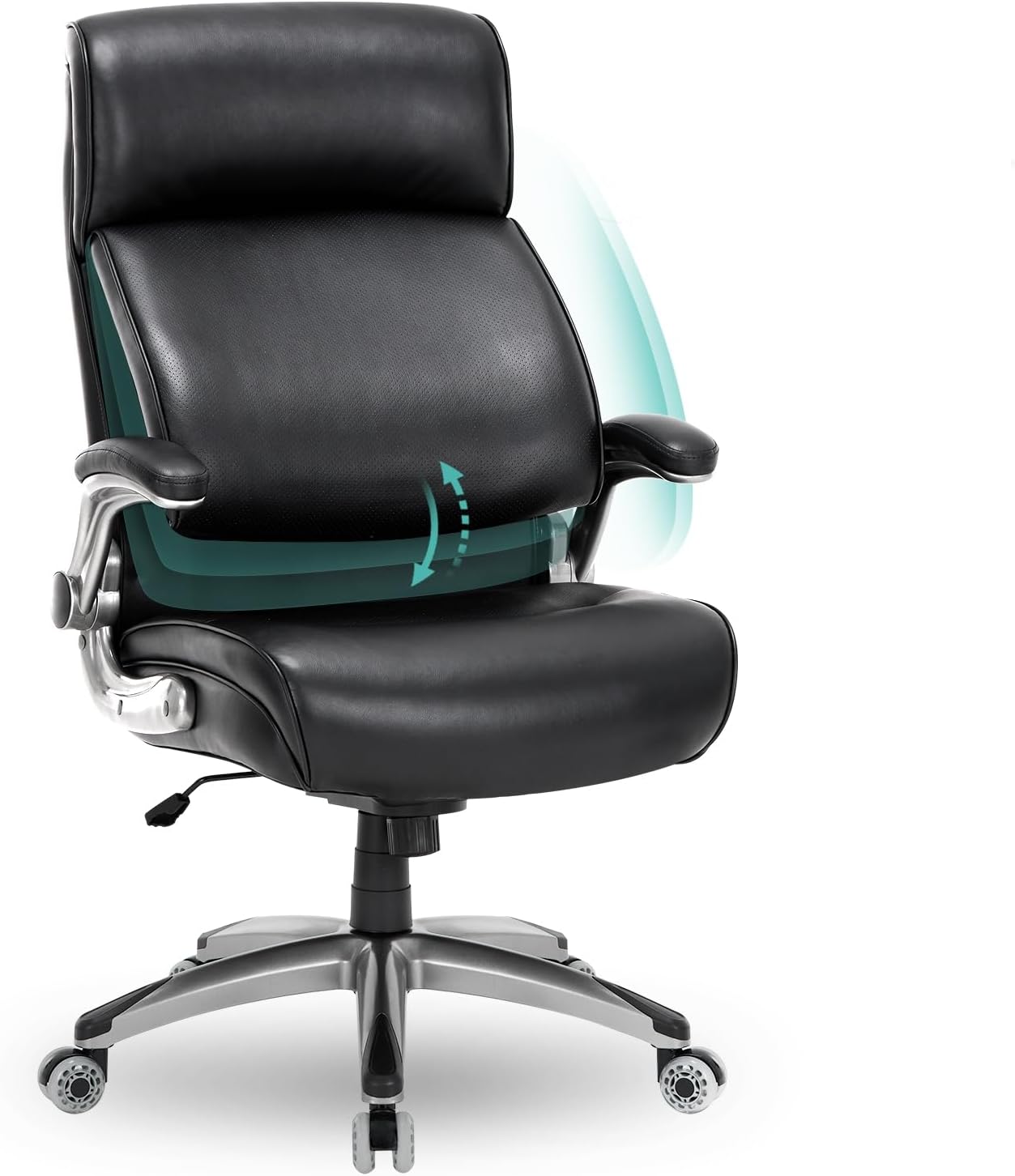 Office Chair Big and Tall 300lbs-Heavy Duty Comfortable Computer Chair with Wide Seat, High Back Executive Large Desk Chair with Thick Seat and Tilt Rock, Adjustable Lumbar Support-Black