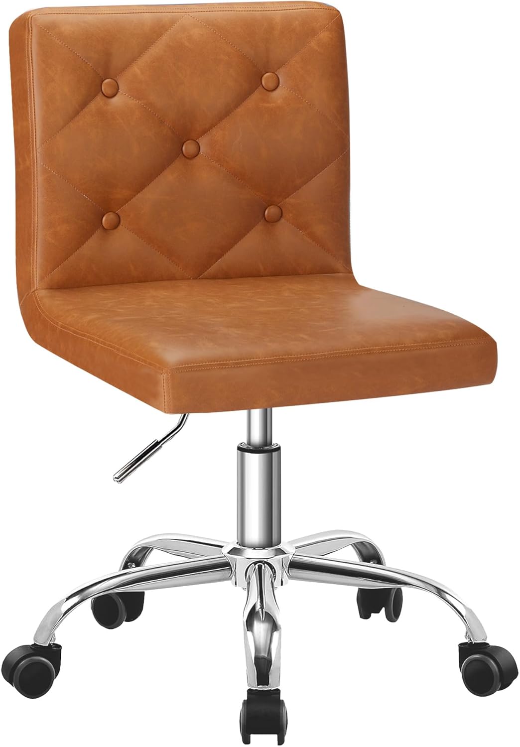 PU Leather Mid-Back Armless Desk Chair Adjustable Height 360° Rolling Swivel for Home Office Work