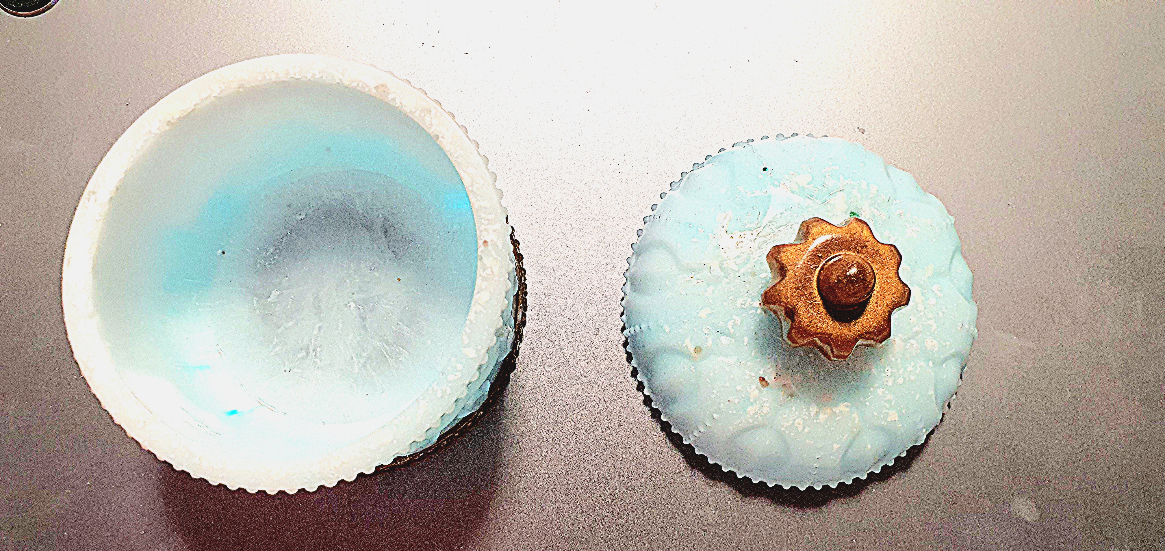 Vintage Blue Glass Trinket Box