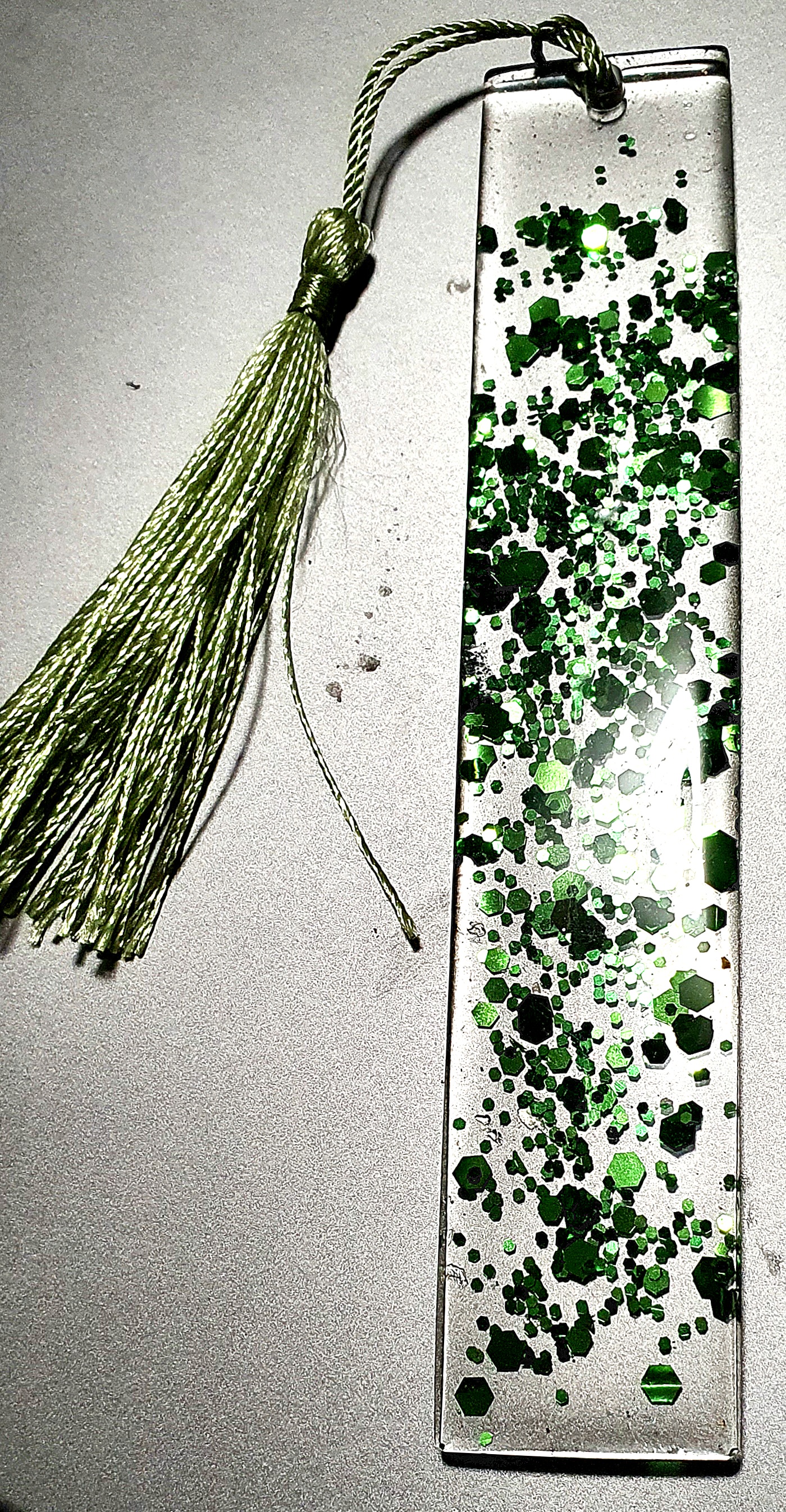 Green Glitter Resin Bookmark