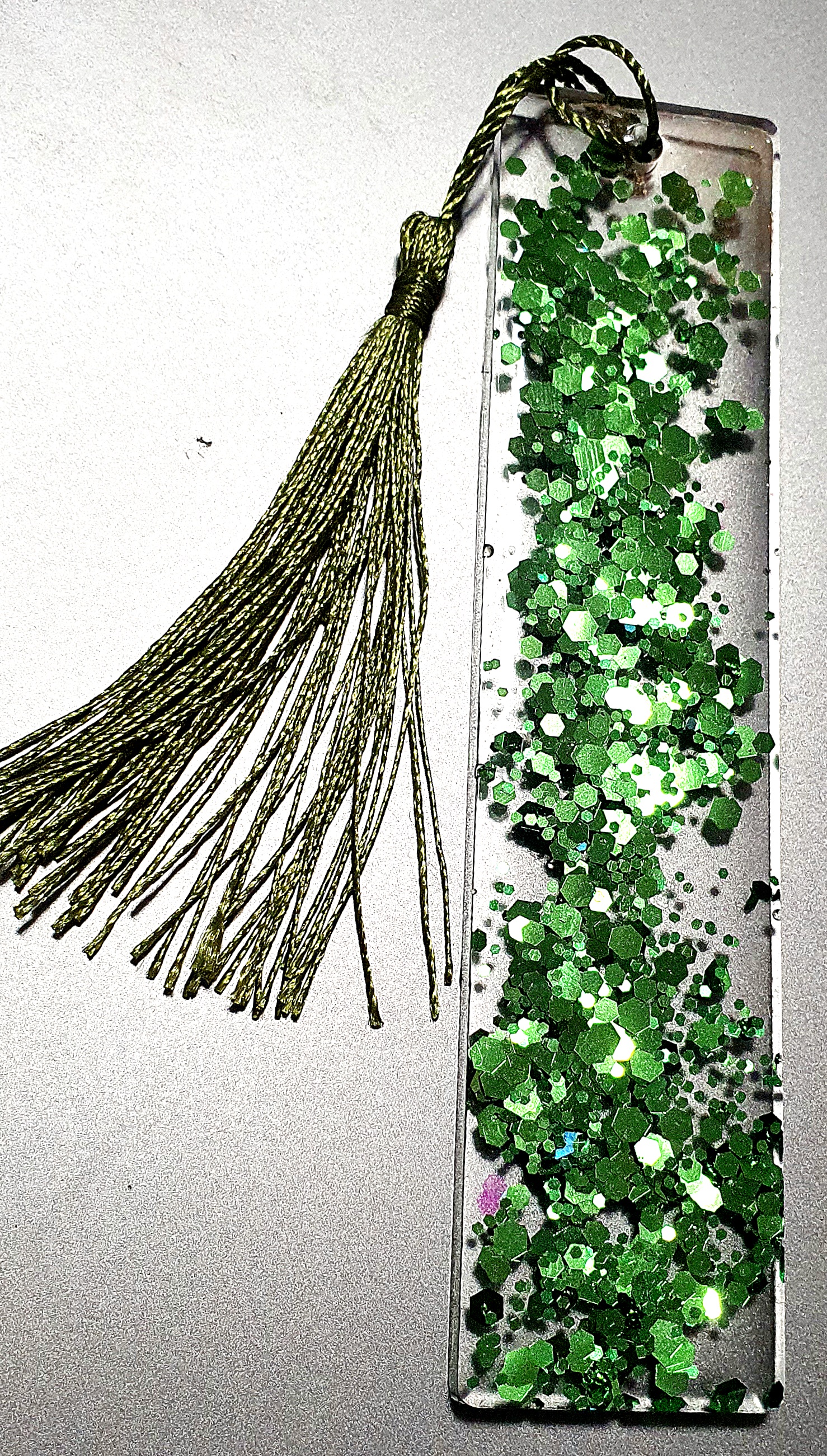 Green Glitter Resin Bookmark