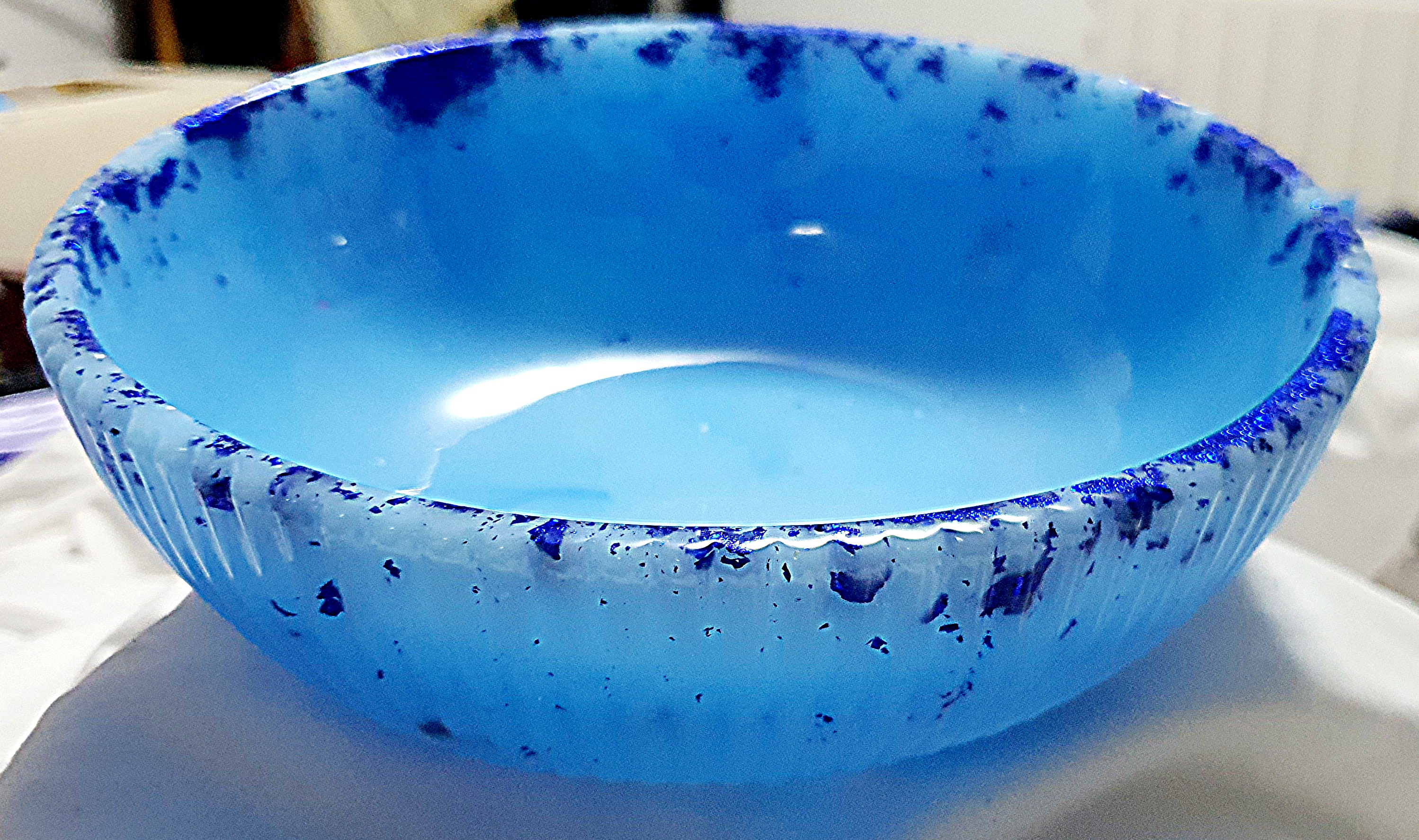 Blue Glass Decorative Bowl