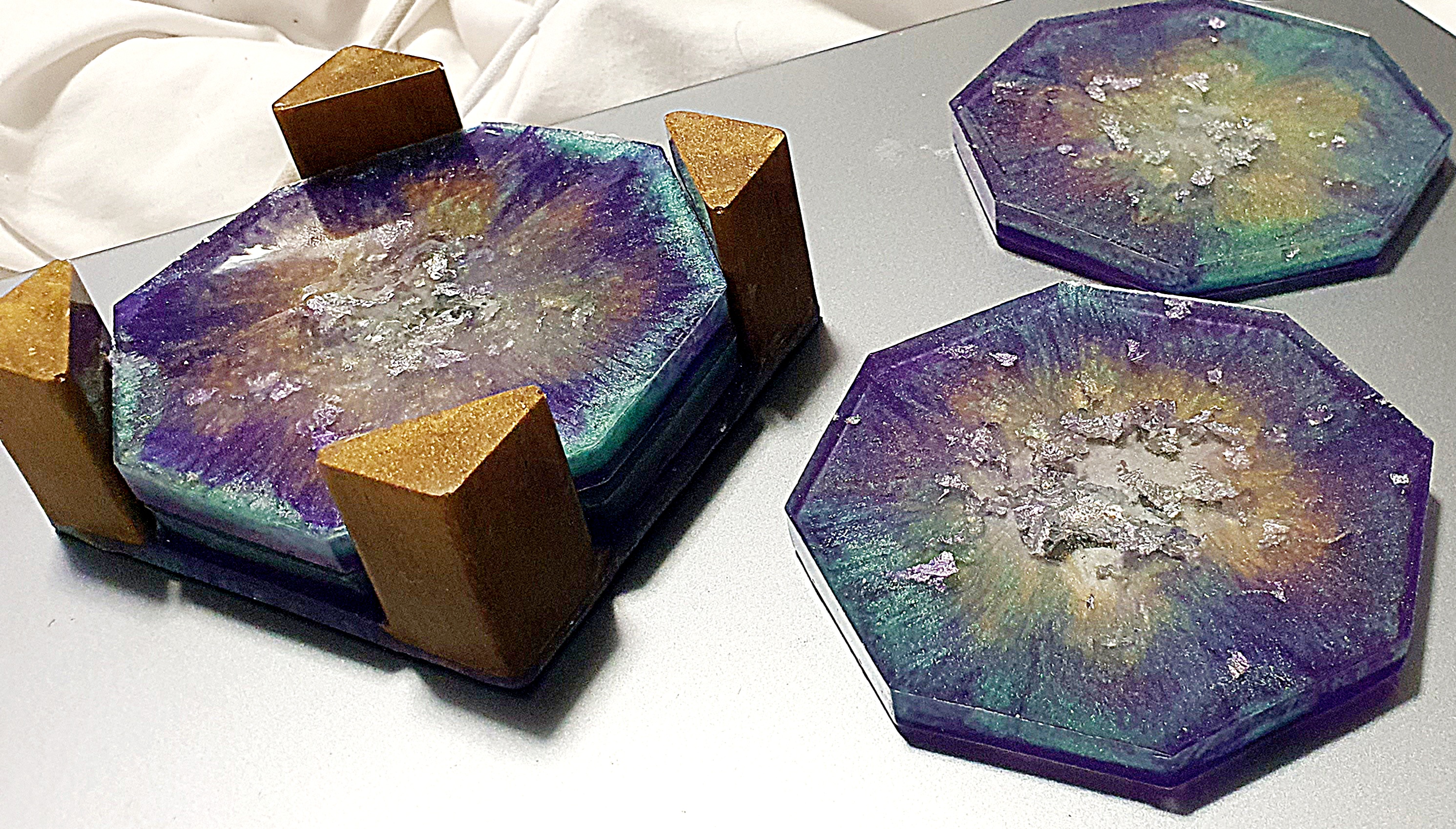 Geode Style Resin Coaster Set