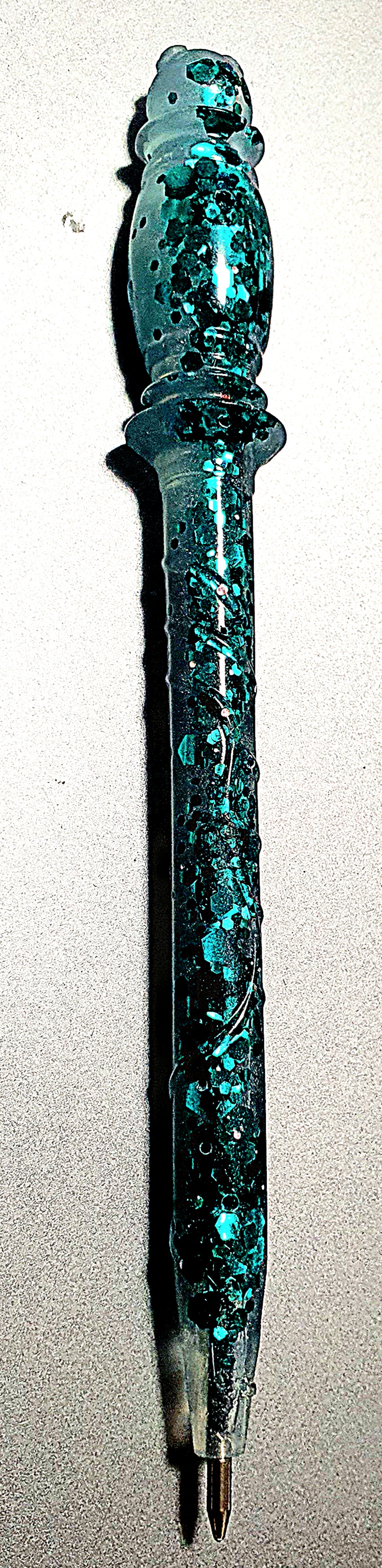 Stylo glitter vert bleu