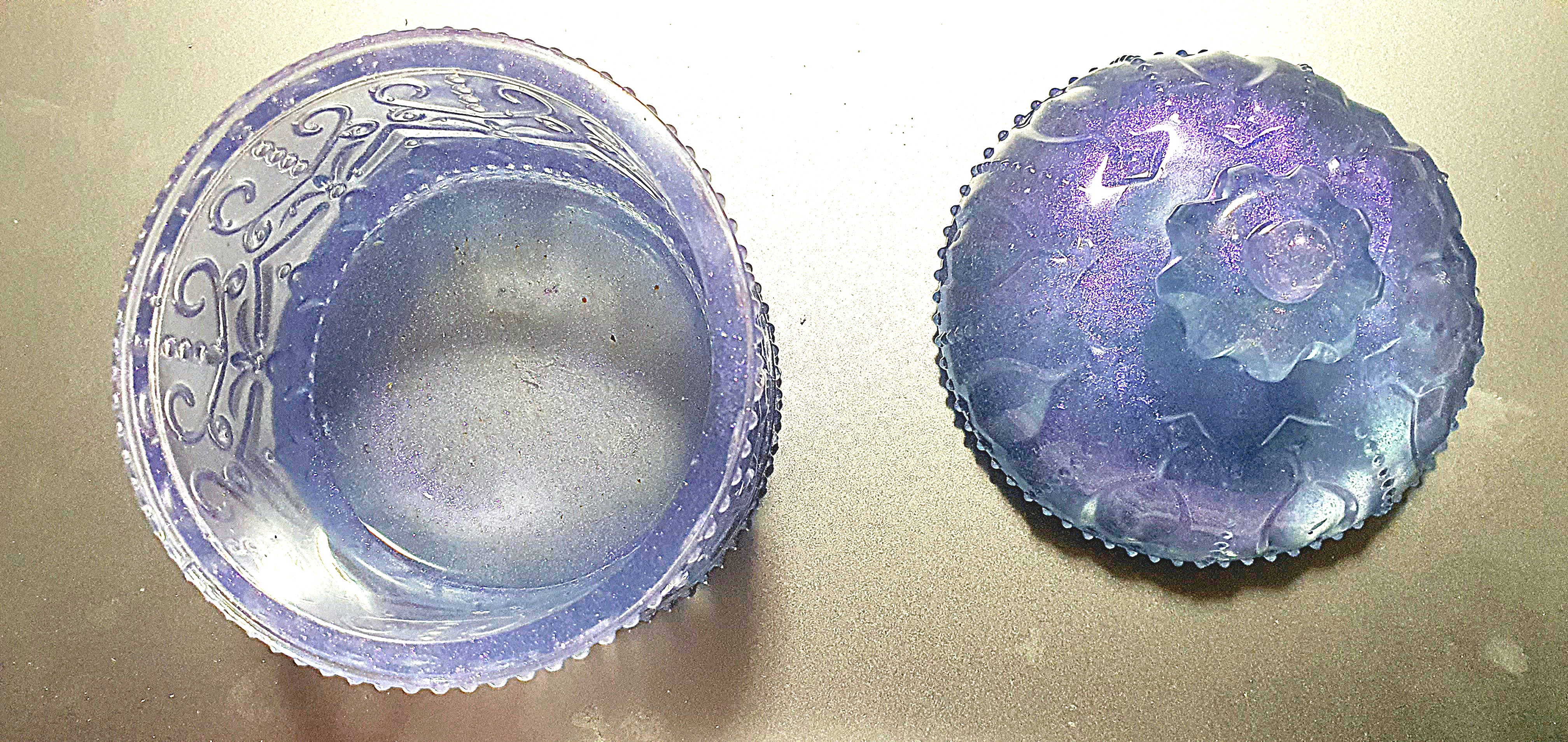 Vintage Blue Glass Trinket Box