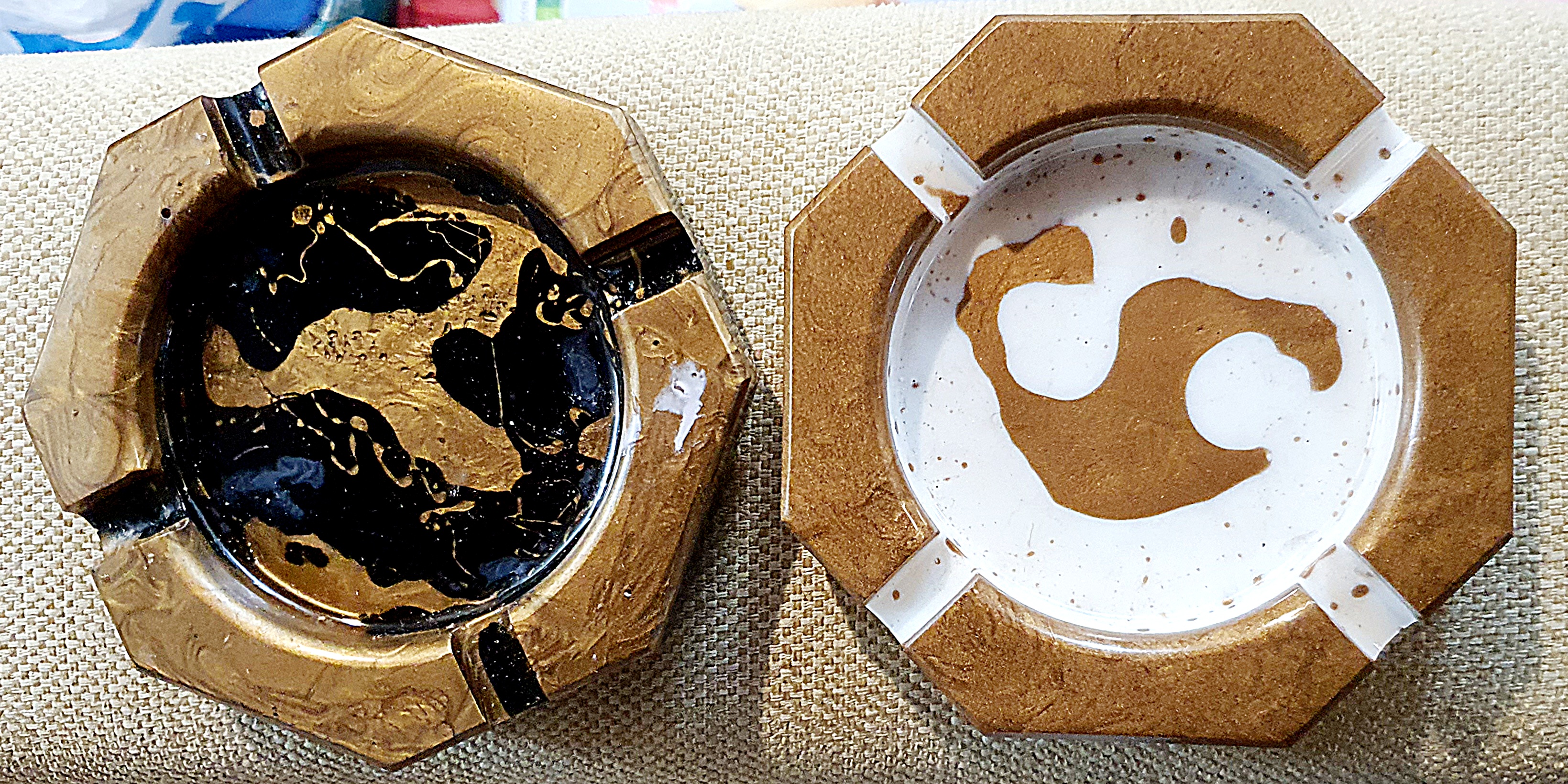 Cendrier marbré blanc