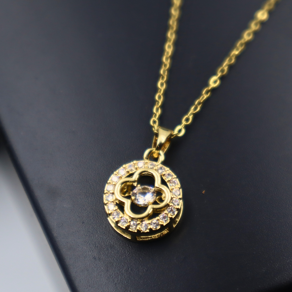 Anti-Tarnish Gold Plated Crystal Pendant Necklace |