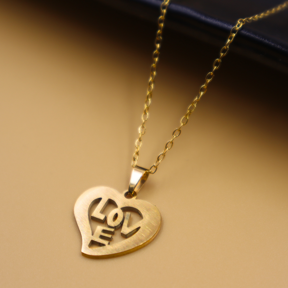 Gold Plated Anti-Tarnish Heart Necklace Set