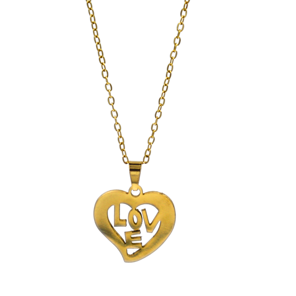 Gold Plated Anti-Tarnish Heart Necklace Set