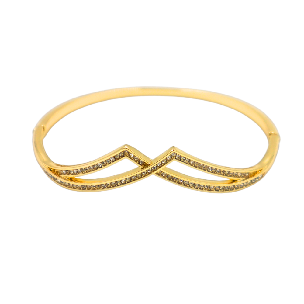 Trendy Gold Plated CZ Bangle Bracelet (Free Size)