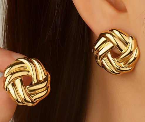 Stainless Steel Imitation Oversized Gold Ear Studs