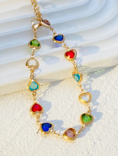 Heart-Shaped Gemstone Bracelet