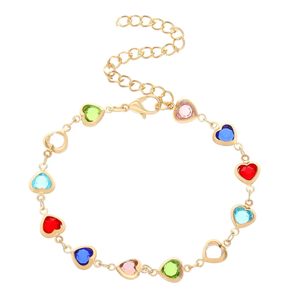 Heart-Shaped Gemstone Bracelet
