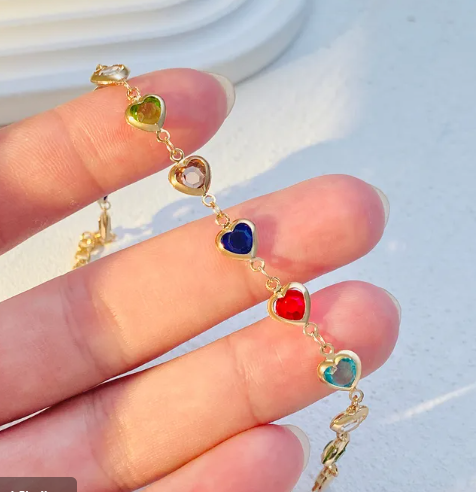 Heart-Shaped Gemstone Bracelet