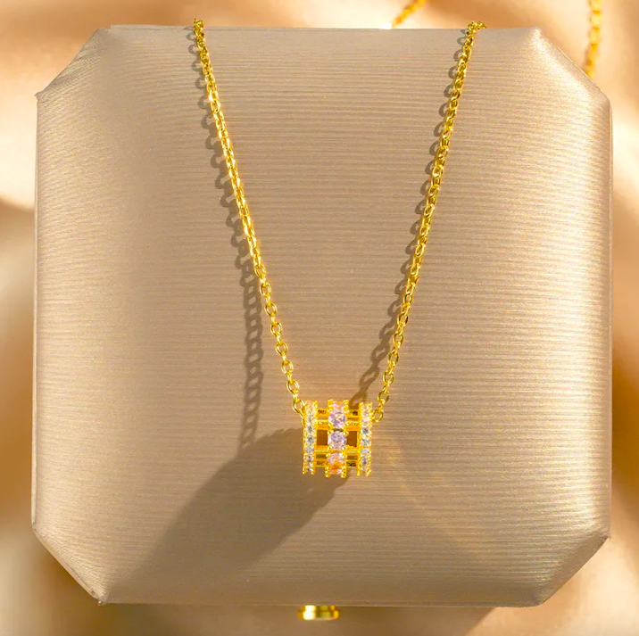 Gold Toned Stylish Simple Dainty Zircon Pendant