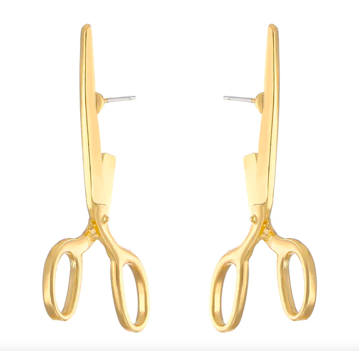 Golden Scissors Earrings for Women and Girls