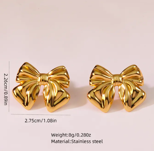 1 Pair Trendy Bow Knot Stainless Steel Ear Studs