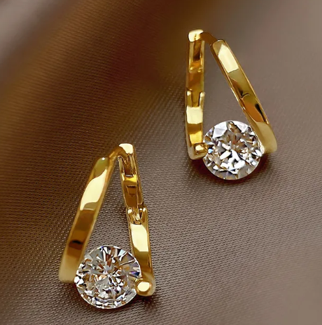 Geometric Micro-inlaid Zircon Earrings Korean Niche Earrings Earrings Women's Exquisite Temperament Earrings Wholesale