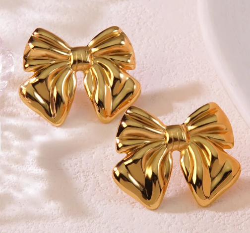 1 Pair Casual Simple Style Classic Style Bow Knot 304 Stainless Steel Imitation Gold Ear Studs