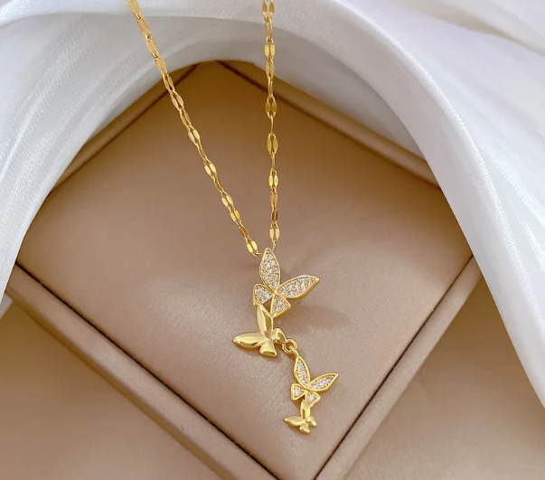 Simple Style Butterfly Zircon Pendant Necklace