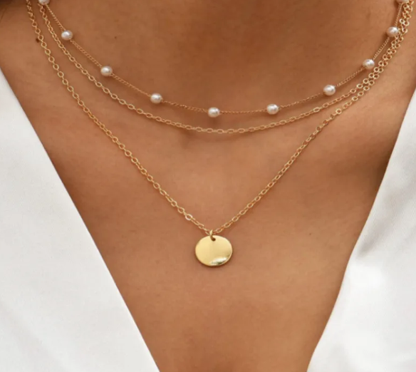 Simple Style Solid Color Alloy Wholesale Layered Necklaces