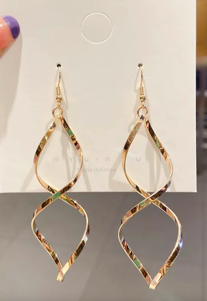 Gold Plated Spiral Wave Curve Earrings