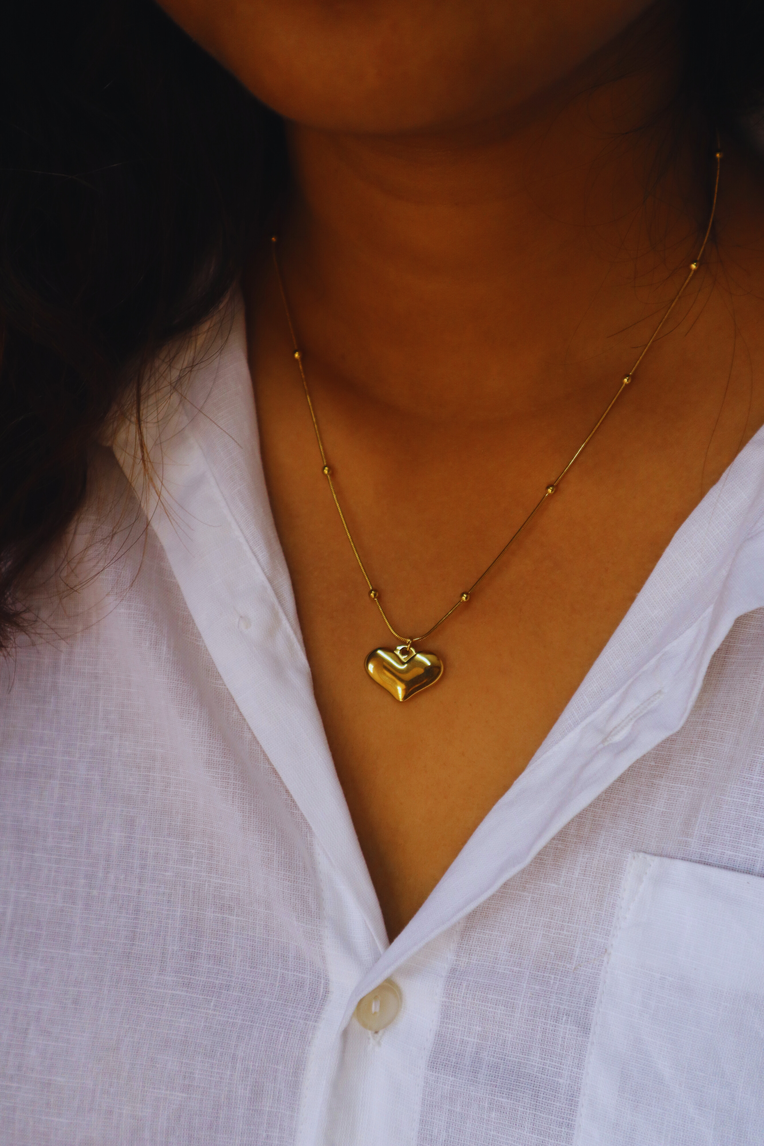 Gold Heart Pendant Necklace