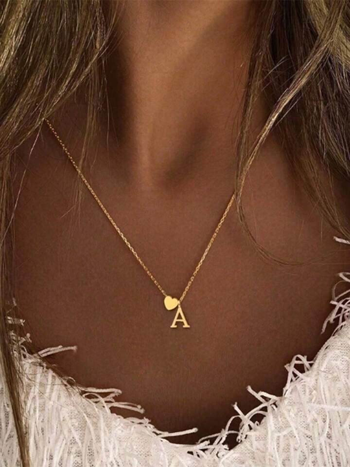 Gold Initial 'A' Pendant Necklace
