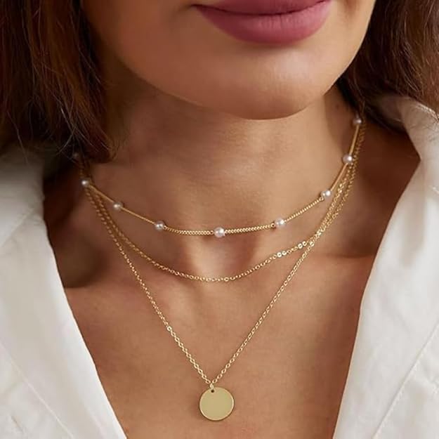 Simple Style Solid Color Alloy Wholesale Layered Necklaces