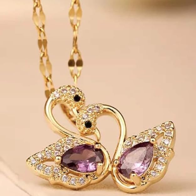 Elegant Zircon Swan Pendant Necklace