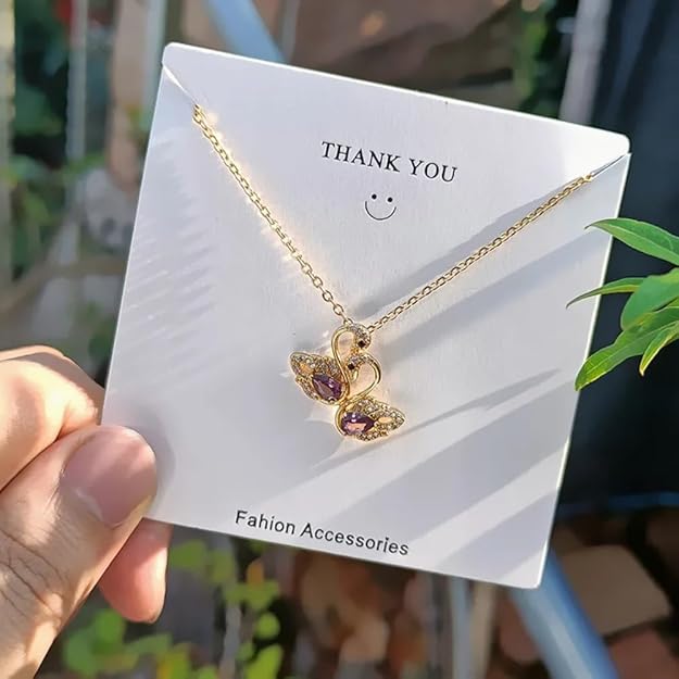 Elegant Zircon Swan Pendant Necklace 