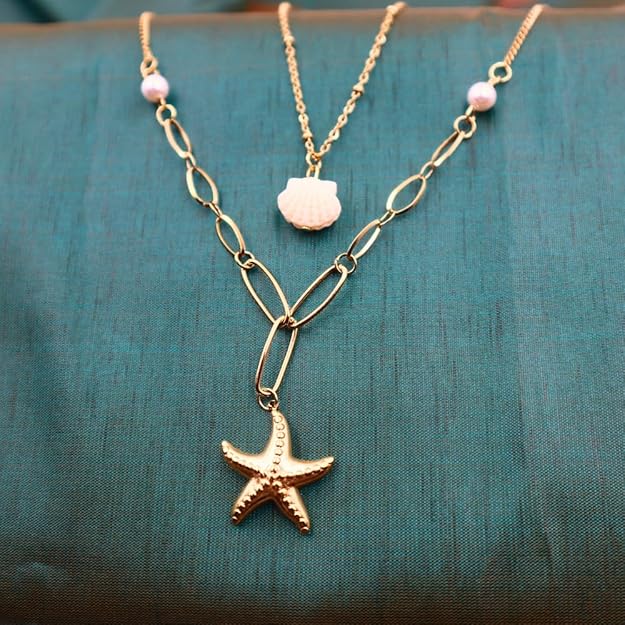 Gold Starfish & Shell Necklace