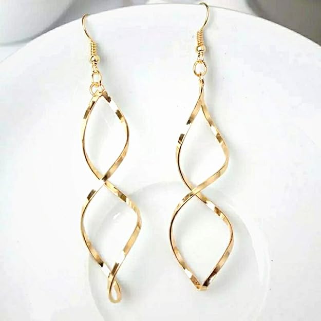Gold Plated Spiral Wave Curve Earrings