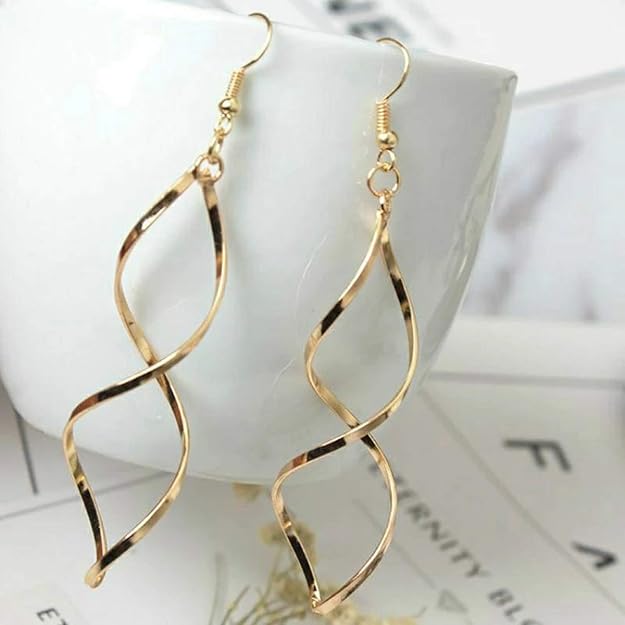 Gold Plated Spiral Wave Curve Earrings