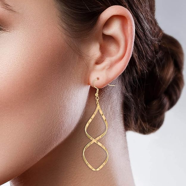 Gold Plated Spiral Wave Curve Earrings