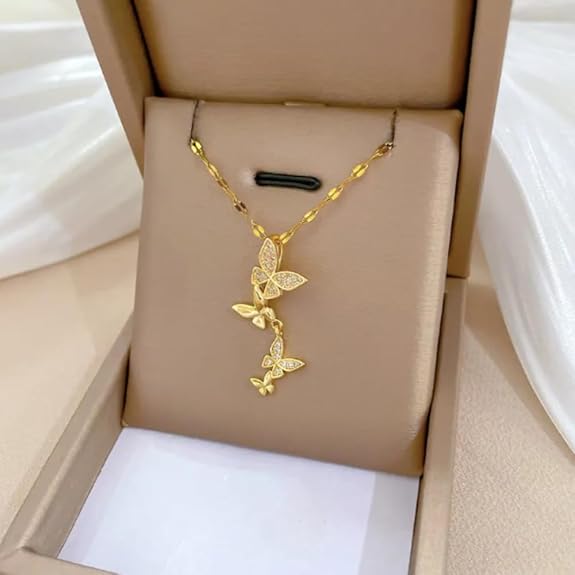 Simple Style Butterfly Zircon Pendant Necklace