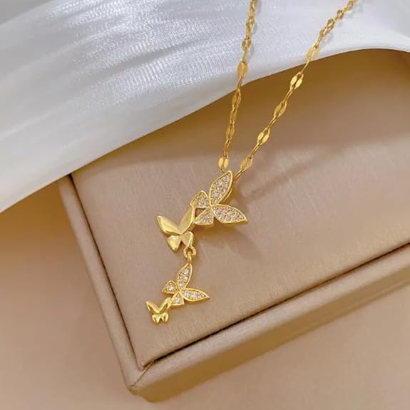Simple Style Butterfly Zircon Pendant Necklace