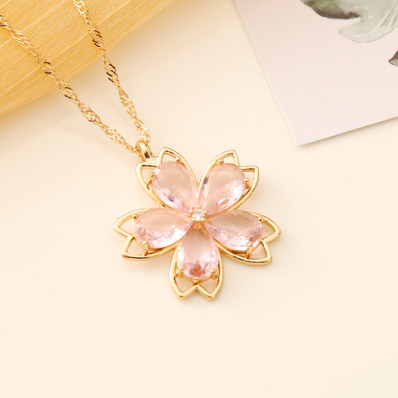 Wholesale Alloy 18K Gold Plated Fashion Plating Flower Necklace