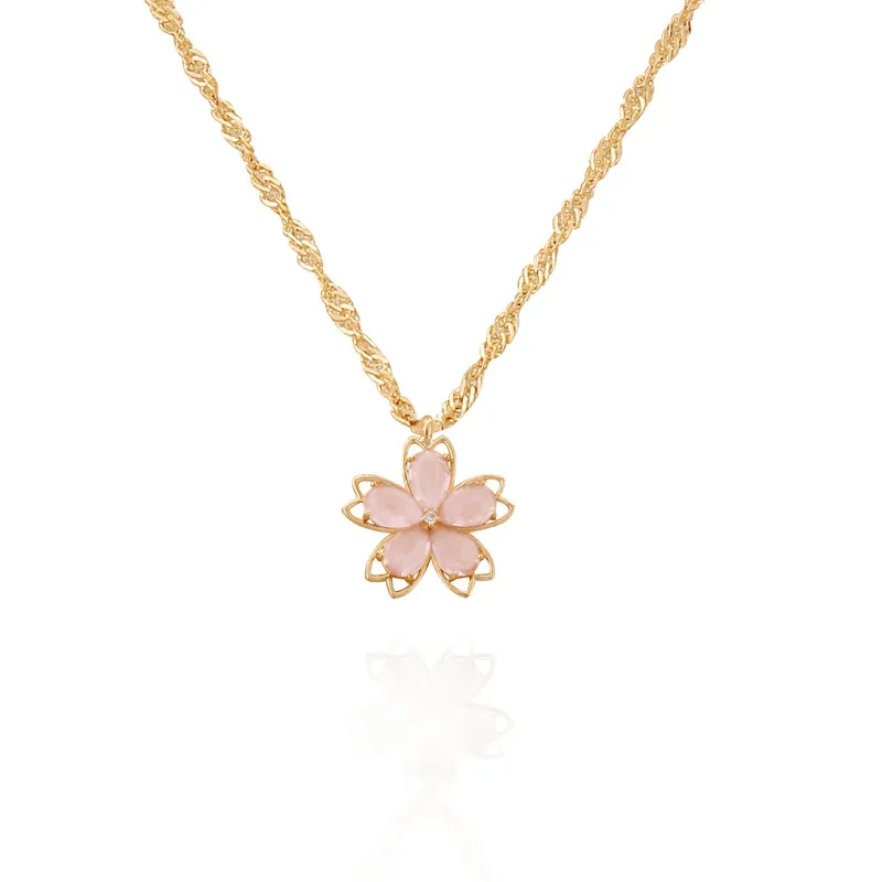 Wholesale Alloy 18K Gold Plated Fashion Plating Flower Necklace