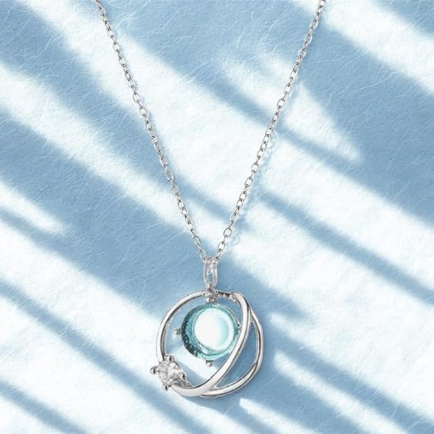 Wholesale Jewelry Novelty Planet Alloy Artificial Gemstones Pendant Necklace