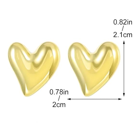 Gold Oversized Heart Stud Earrings