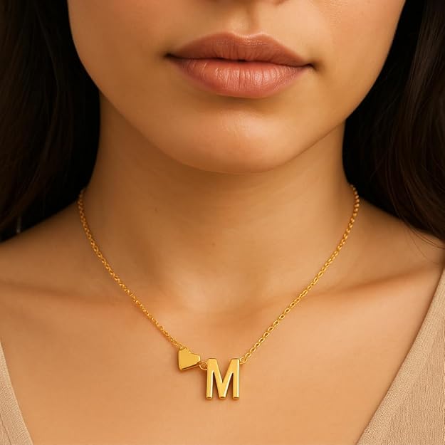 Gold Initial 'M' Necklace